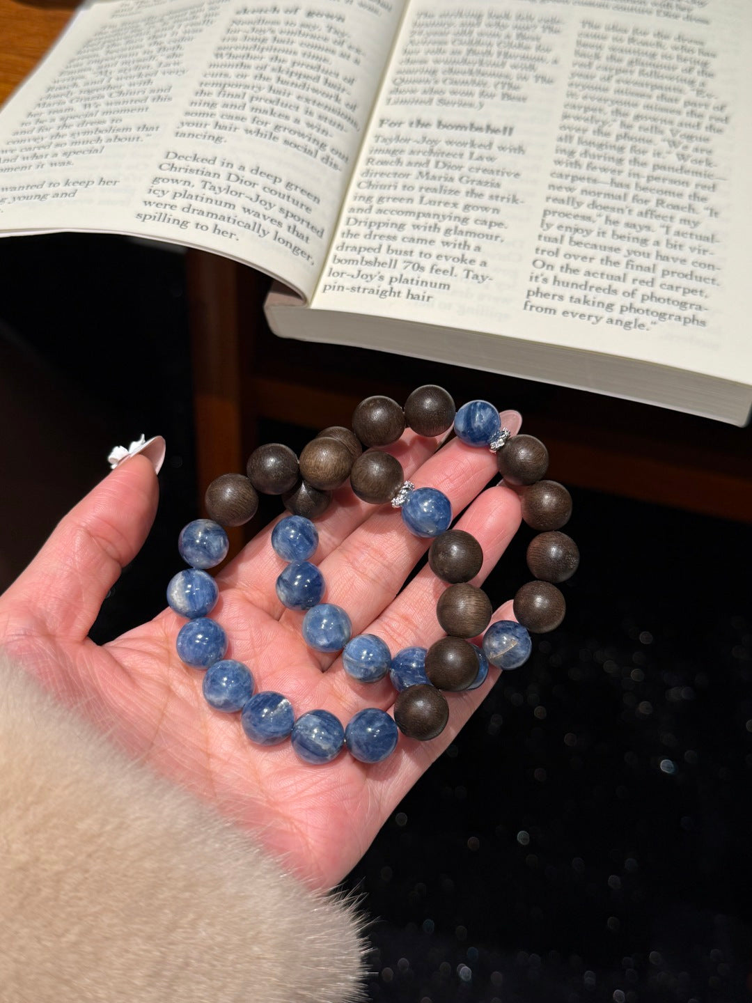 Kyanite and Wood Bracelet | Blue Ice Gaze