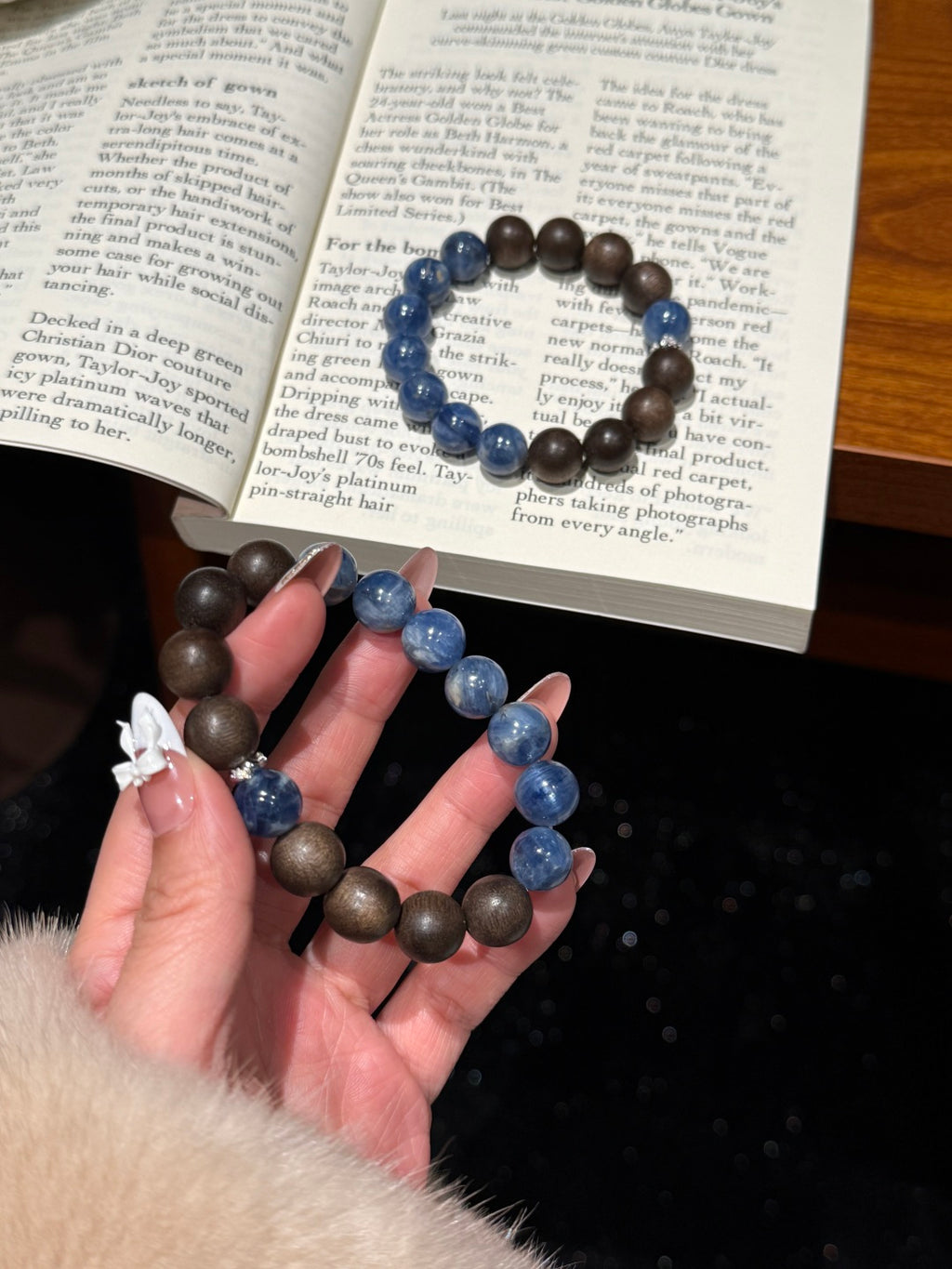 Kyanite and Wood Bracelet | Blue Ice Gaze