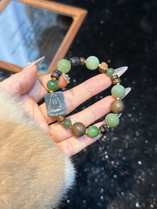 Agarwood & Hetian Jade | Wuxiang Buddha Bracelet