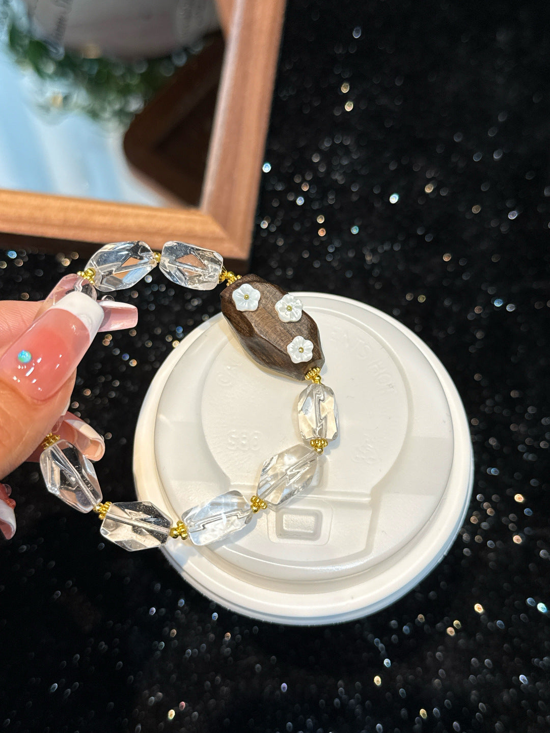 Begonia Dream | Quartz & Wood Bracelet