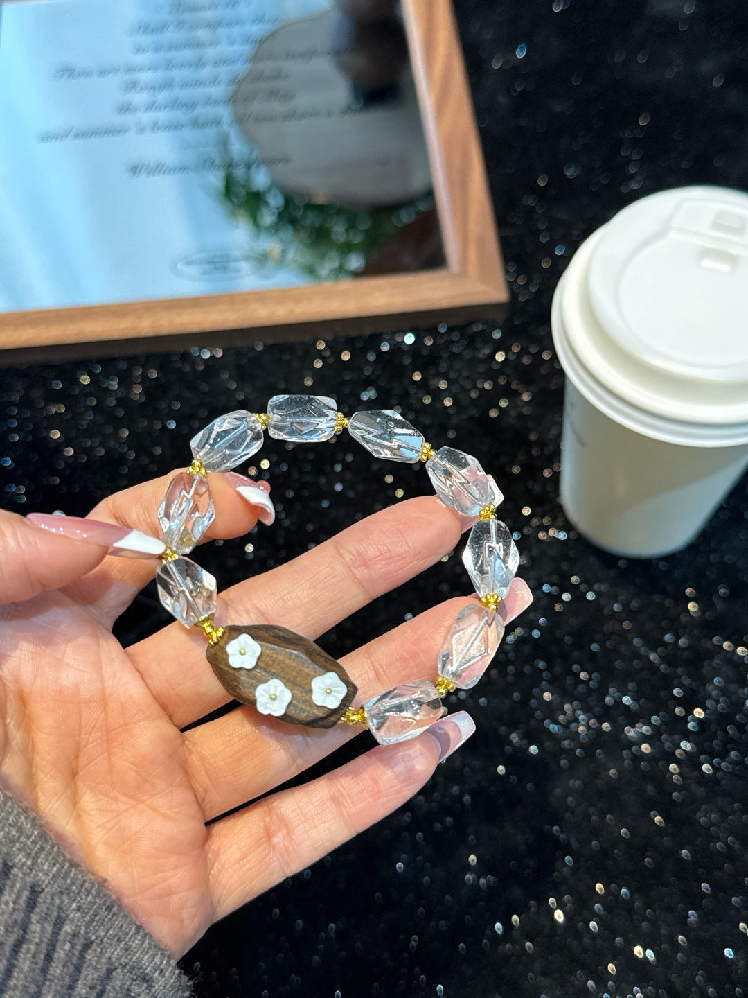 Begonia Dream | Quartz & Wood Bracelet