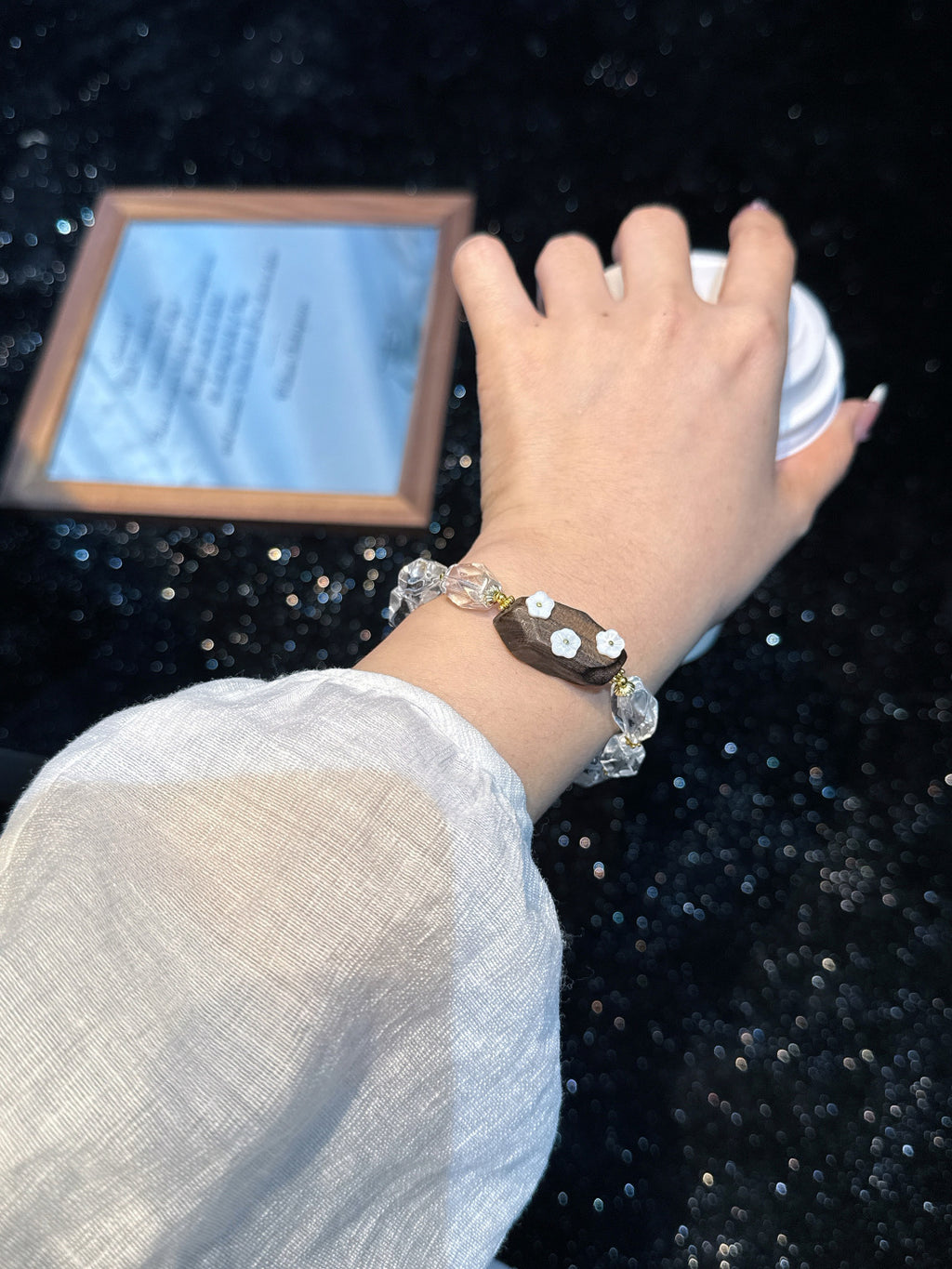 Begonia Dream | Quartz & Wood Bracelet
