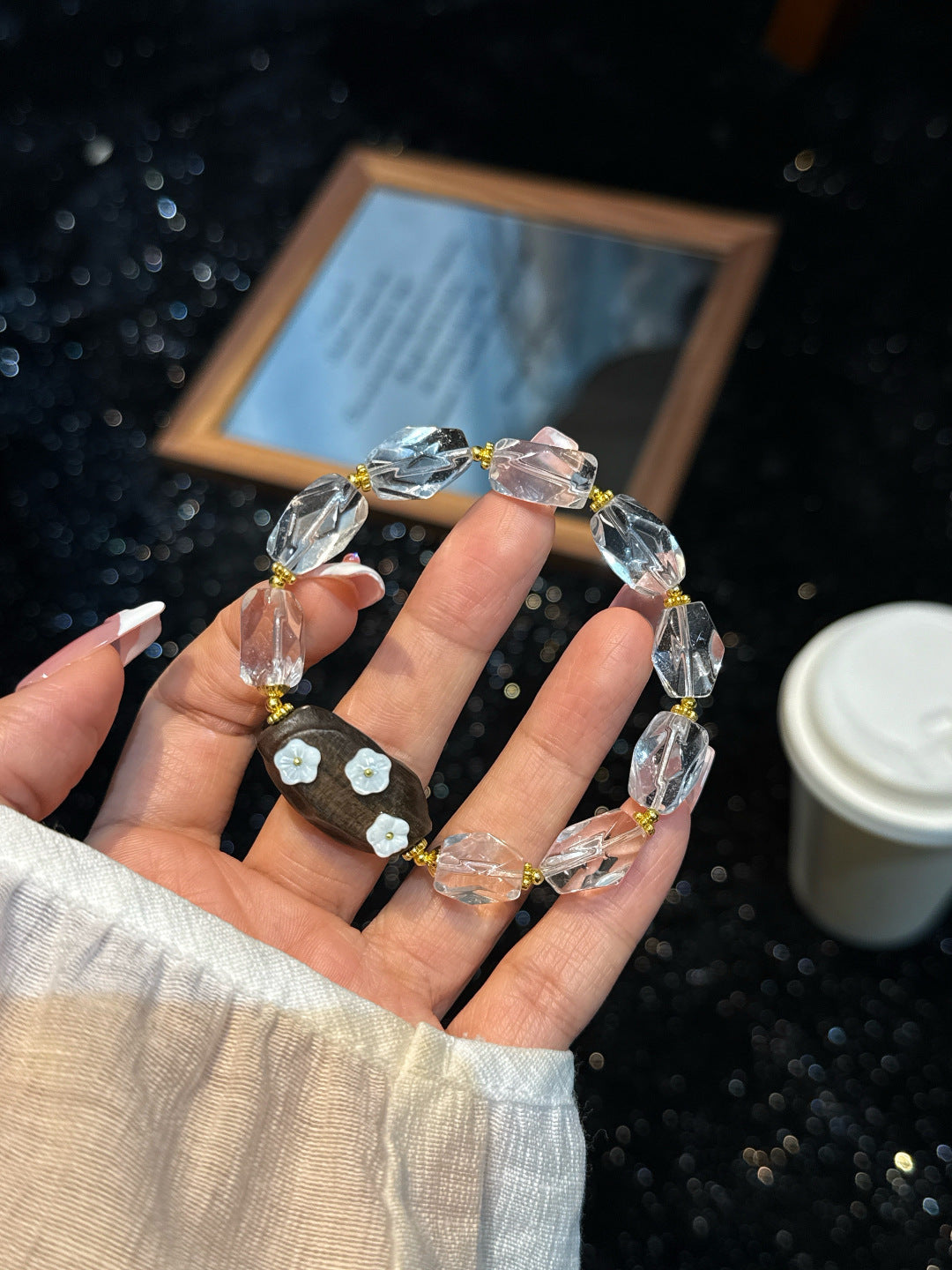 Begonia Dream | Quartz & Wood Bracelet