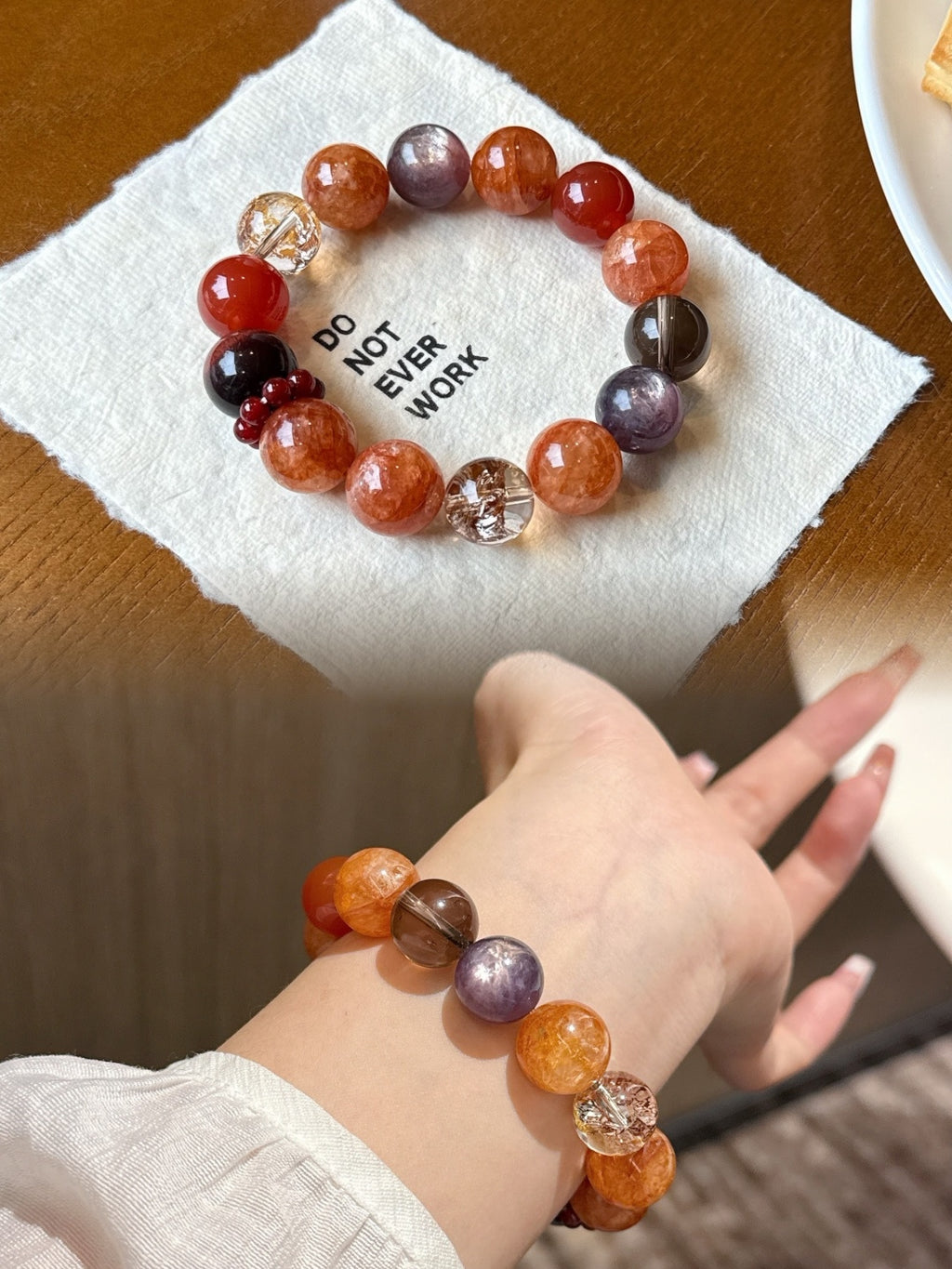 Sunstone and Clear Quartz Bracelet | Persimmon Glow
