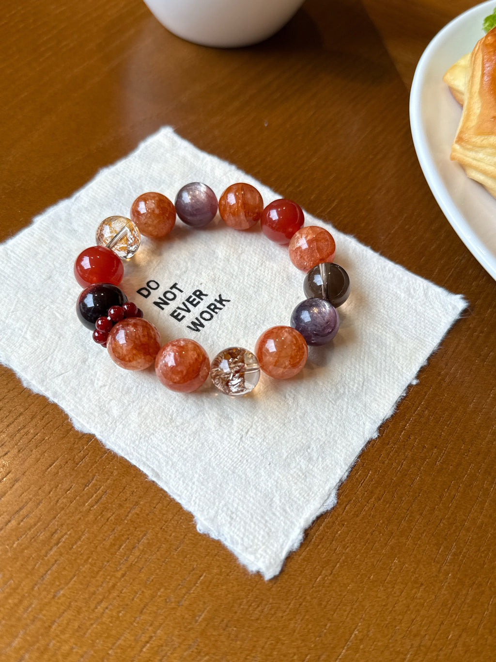Sunstone and Clear Quartz Bracelet | Persimmon Glow