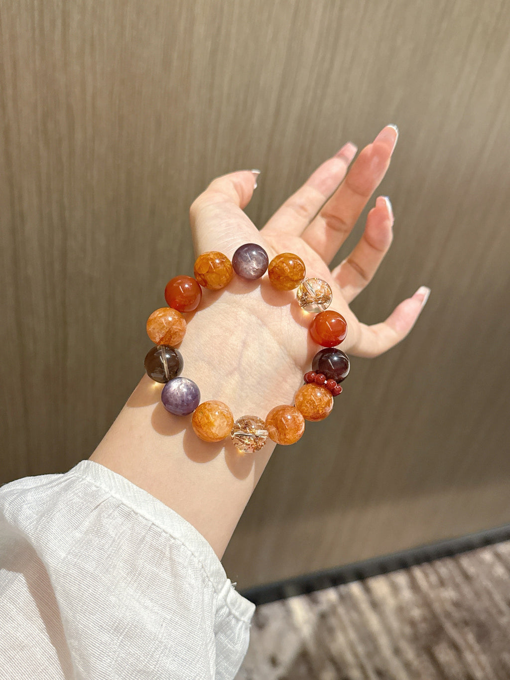 Sunstone and Clear Quartz Bracelet | Persimmon Glow