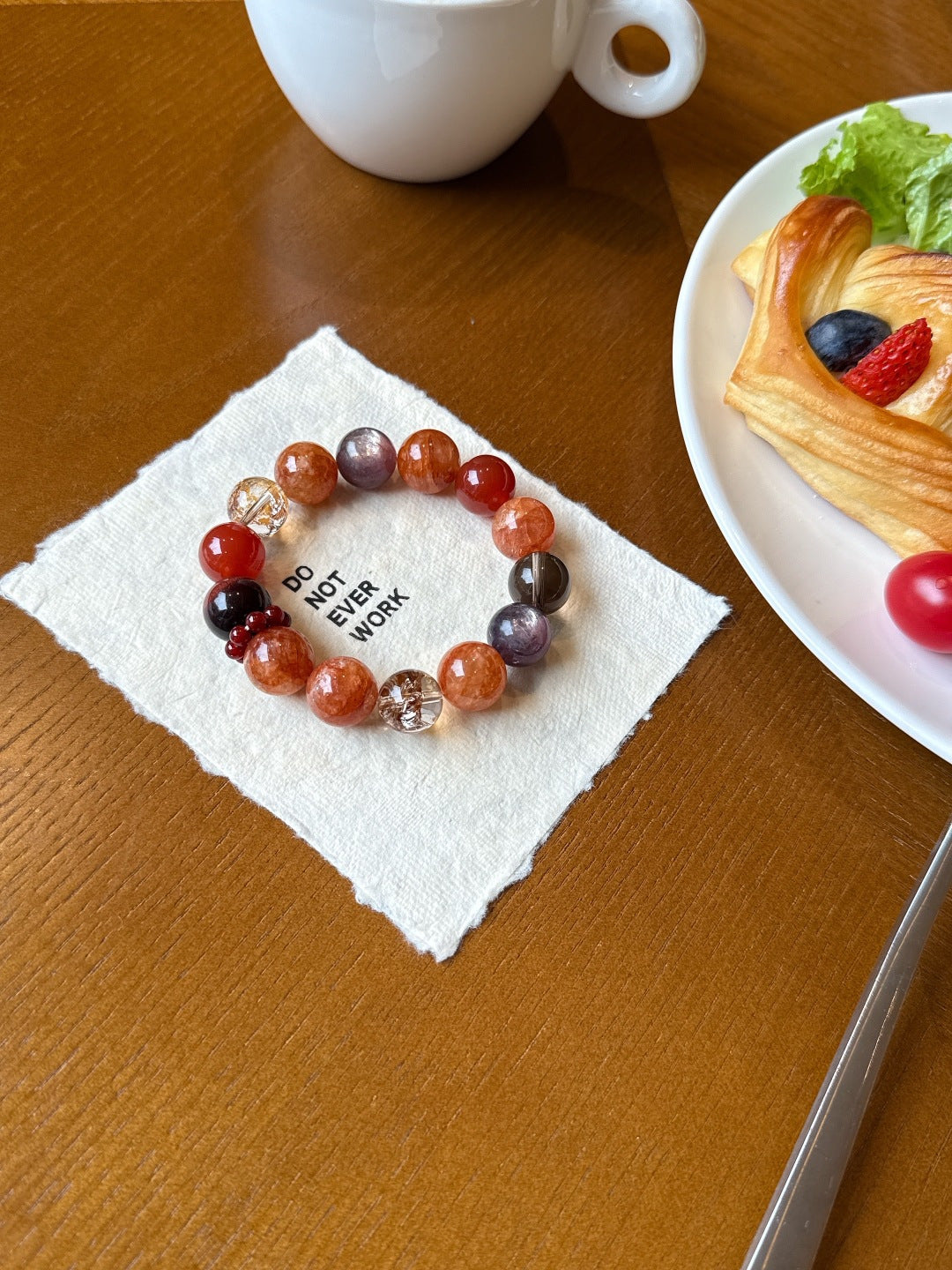 Sunstone and Clear Quartz Bracelet | Persimmon Glow