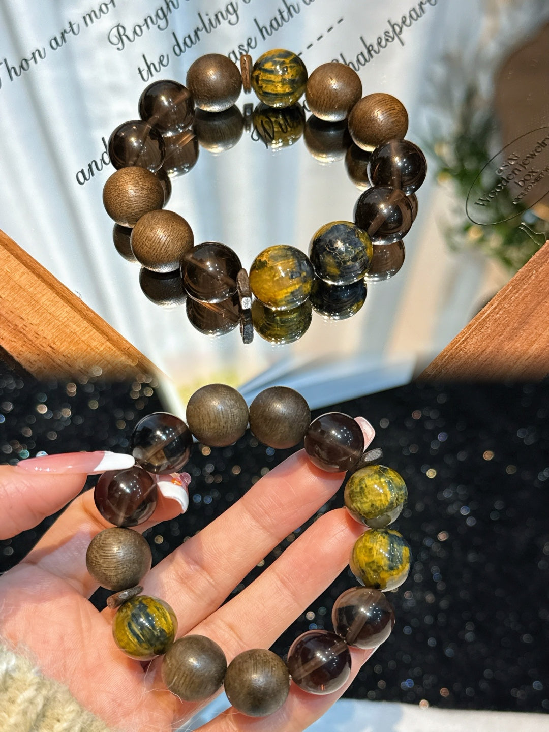 Tiger's Eye and Wood Bracelet | Moss Current