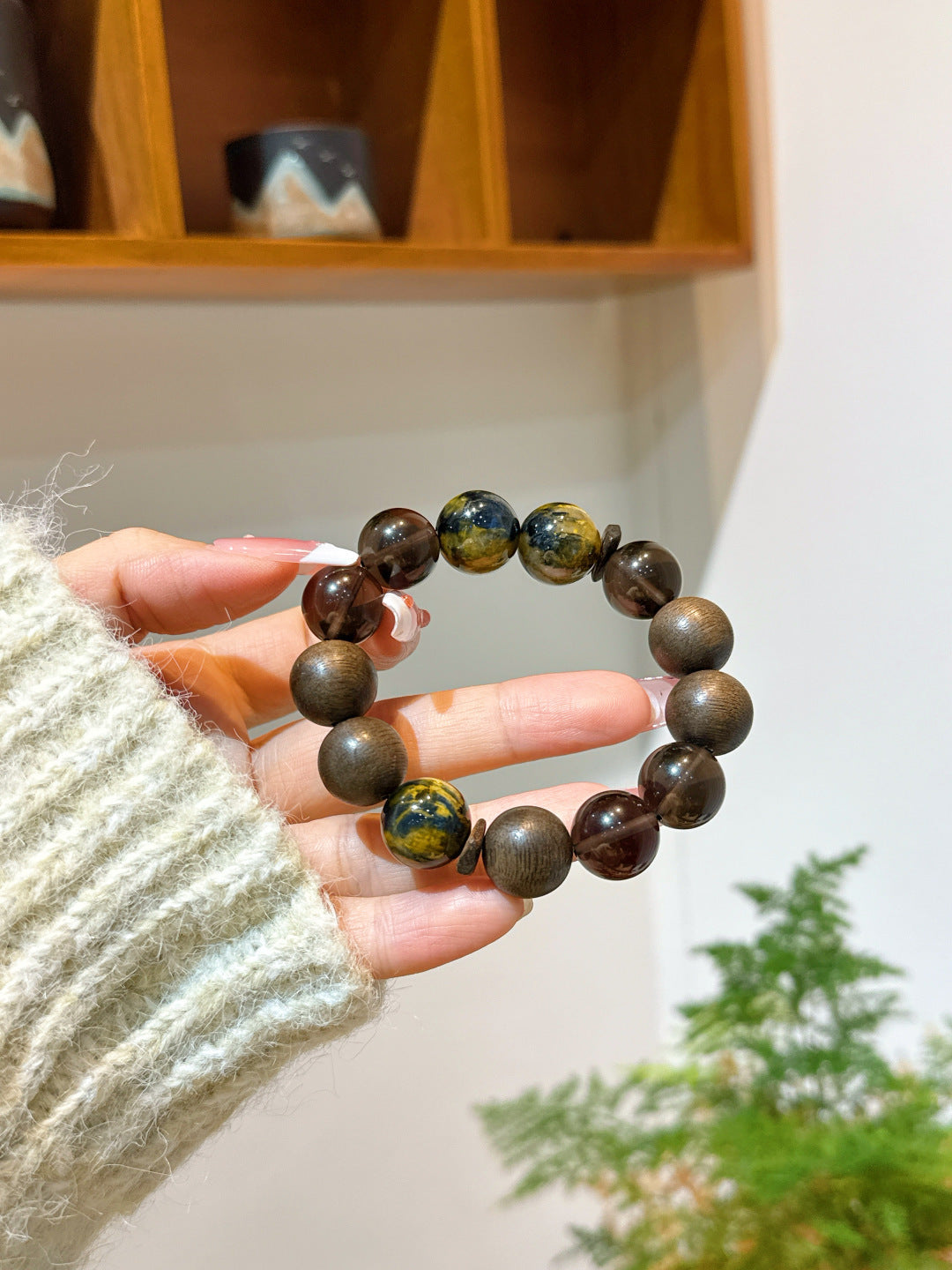 Tiger's Eye and Wood Bracelet | Moss Current