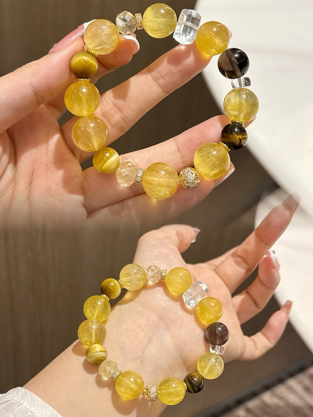 Citrine and Tiger's Eye Bracelet | Golden Fallen Leaves