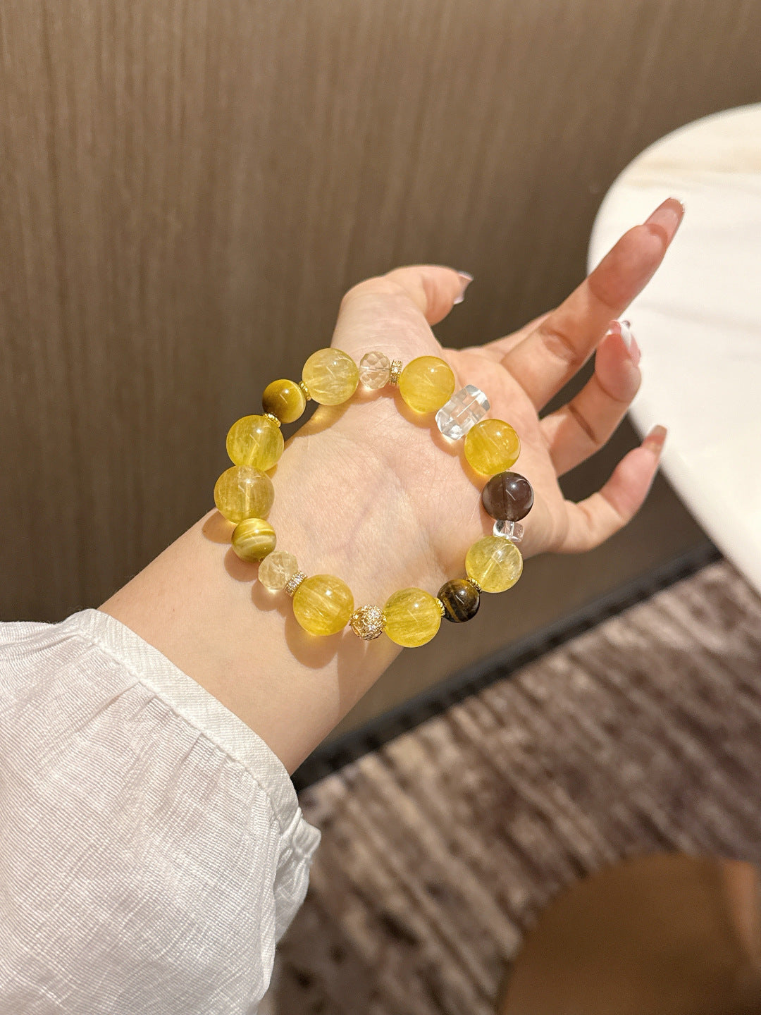 Citrine and Tiger's Eye Bracelet | Golden Fallen Leaves