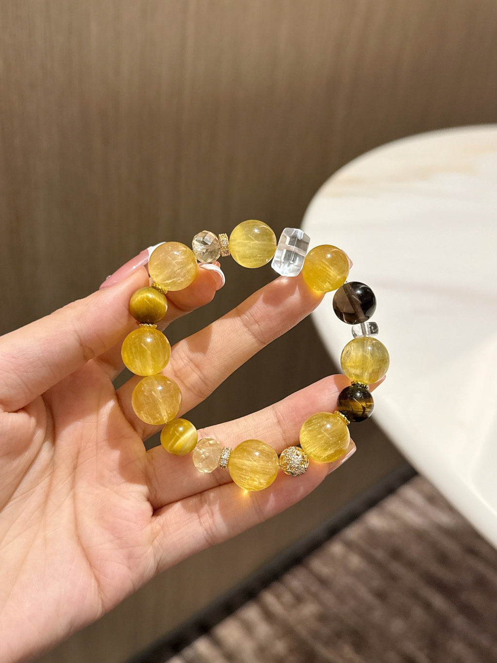 Citrine and Tiger's Eye Bracelet | Golden Fallen Leaves