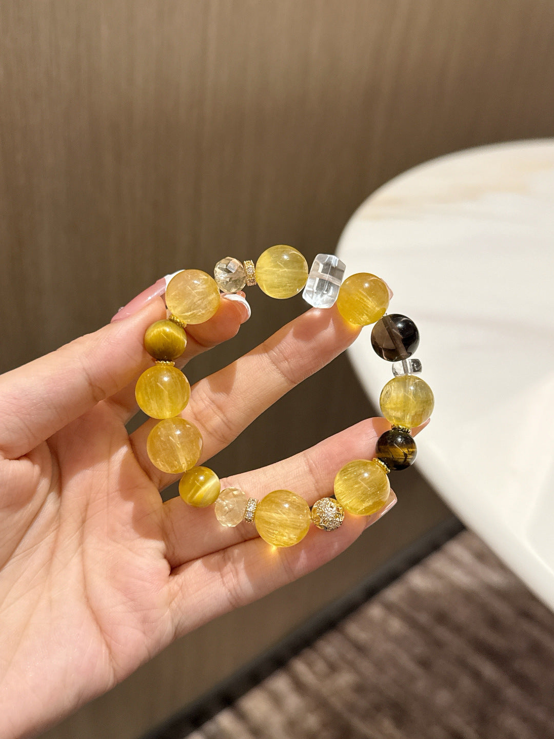 Citrine and Tiger's Eye Bracelet | Golden Fallen Leaves