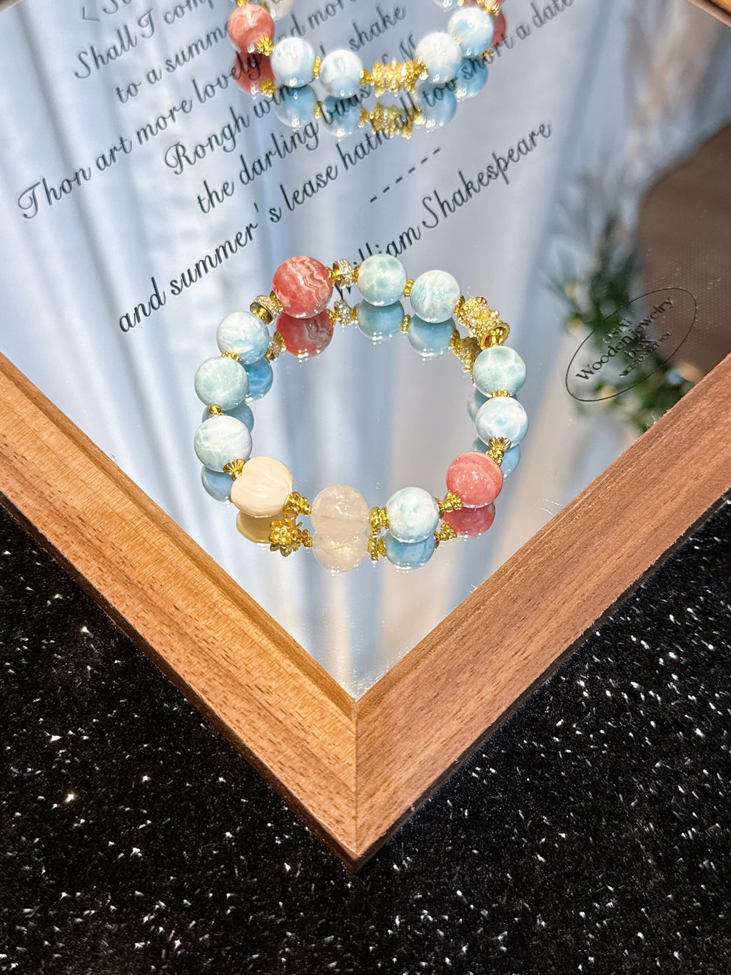 Larimar and Rhodochrosite Bracelet | Tidal Serenity