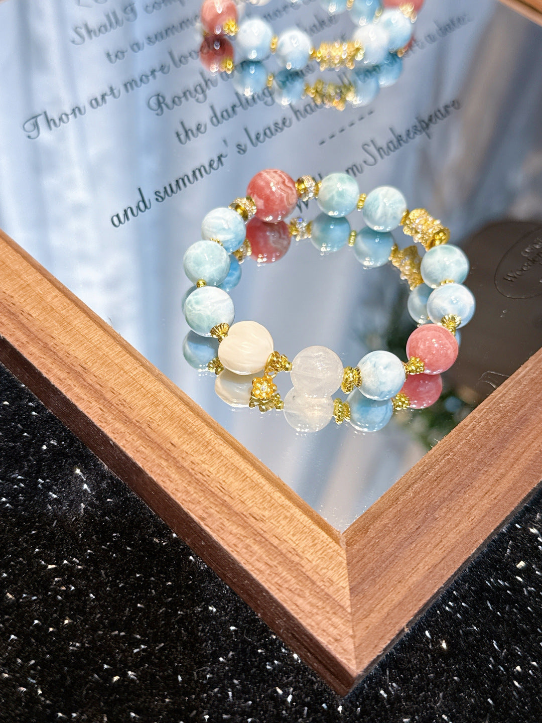 Larimar and Rhodochrosite Bracelet | Tidal Serenity