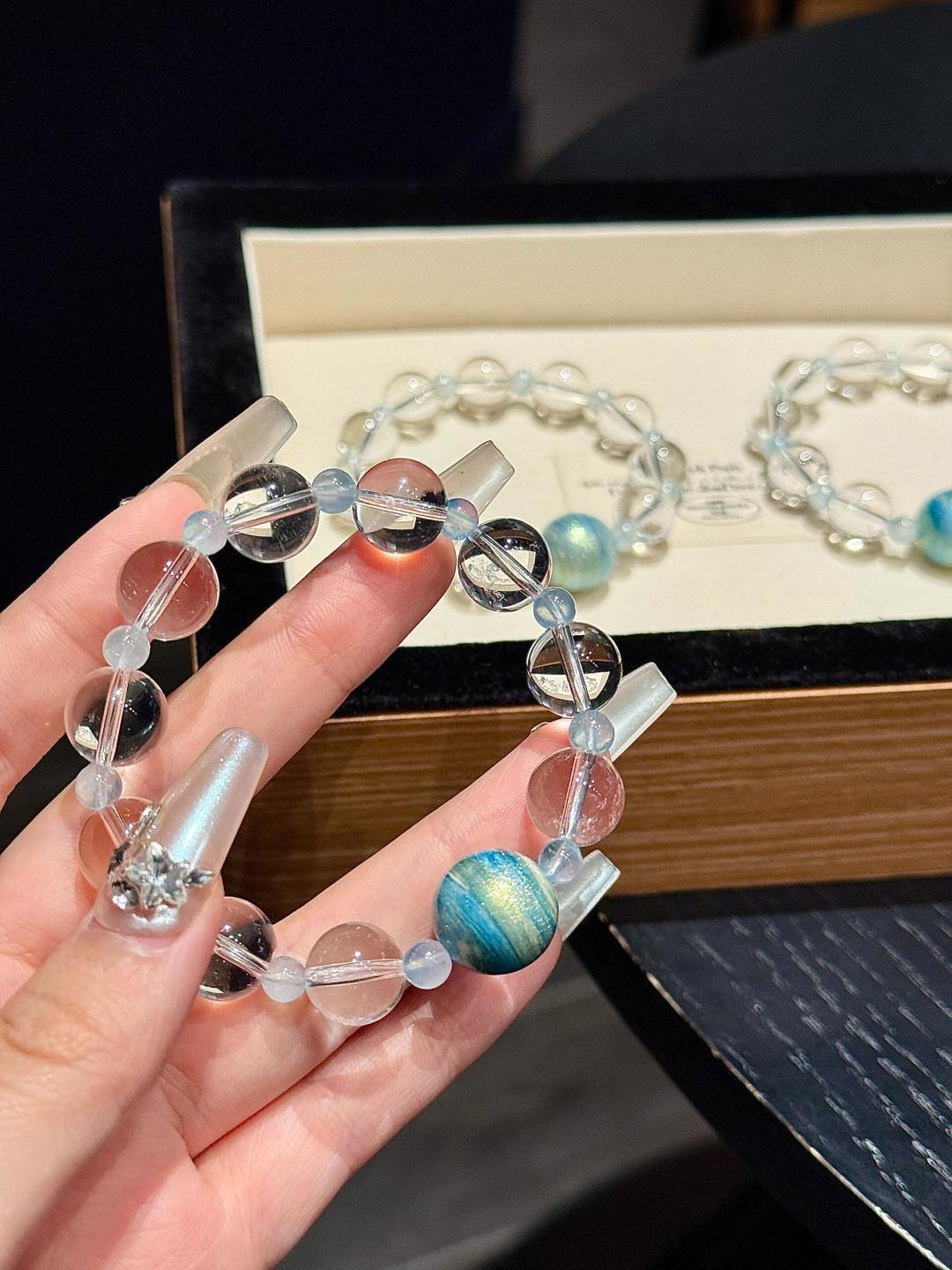 Faceted Aquamarine and Clear Quartz Bracelet | Sea Drift