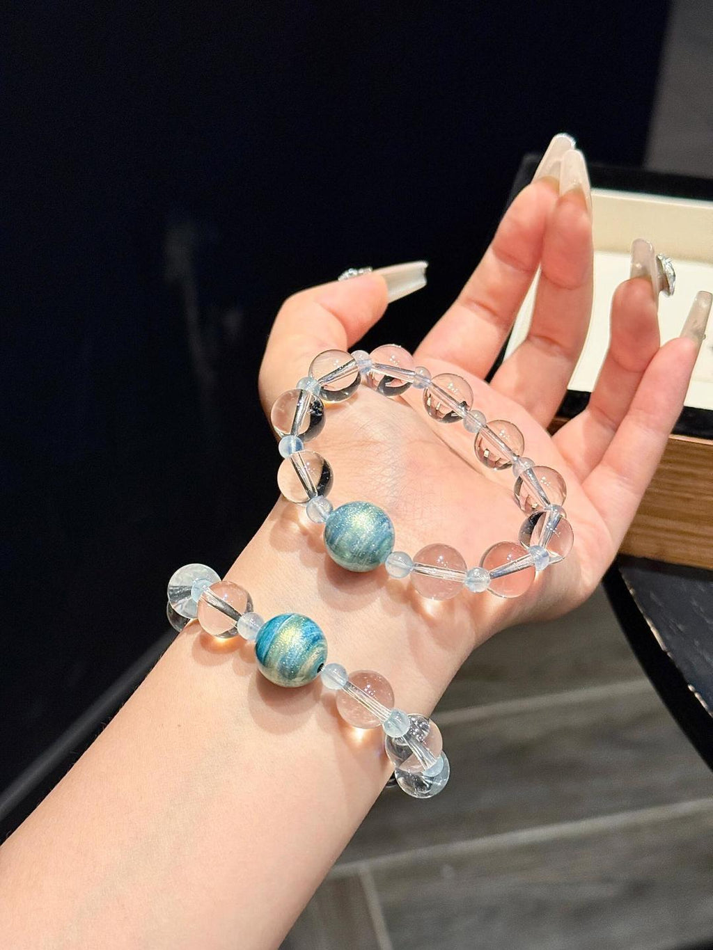 Faceted Aquamarine and Clear Quartz Bracelet | Sea Drift