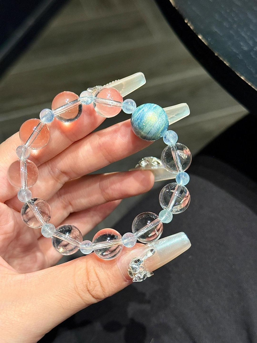 Faceted Aquamarine and Clear Quartz Bracelet | Sea Drift