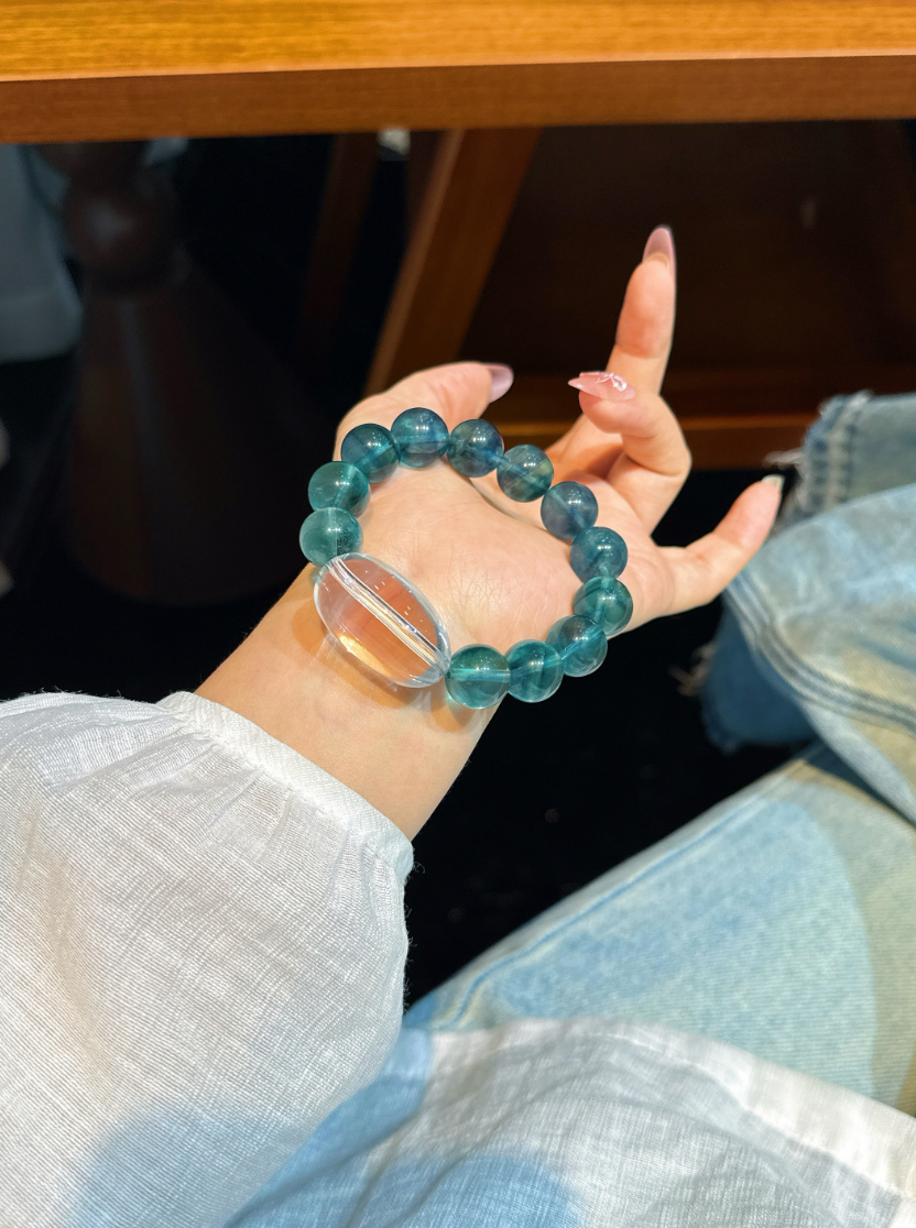 Fluorite and Clear Quartz Bracelet | Blue Passage