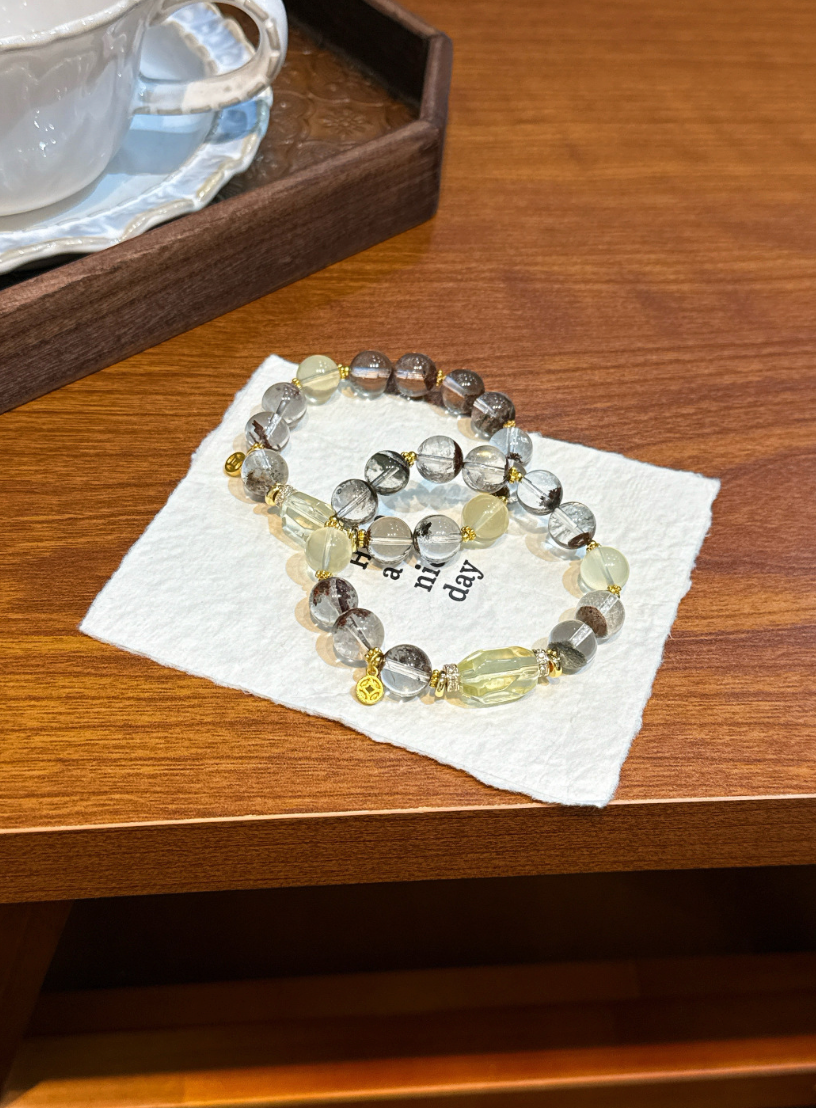 Faceted Rutilated Quartz Bracelet | Strata Flow