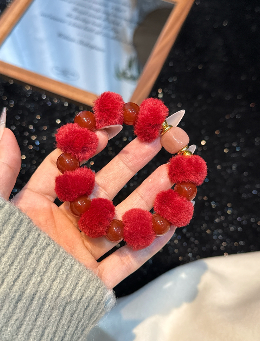 Cinnabar and Clear Quartz Bracelet | Vermilion Thread