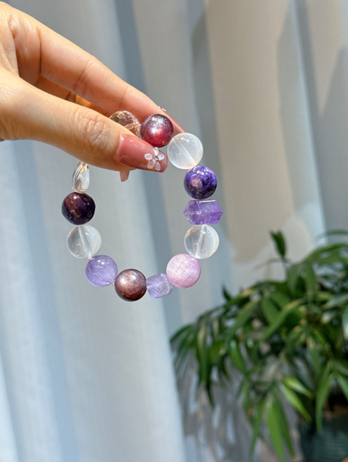 Amethyst and Rose Quartz Bracelet | Grape Bloom