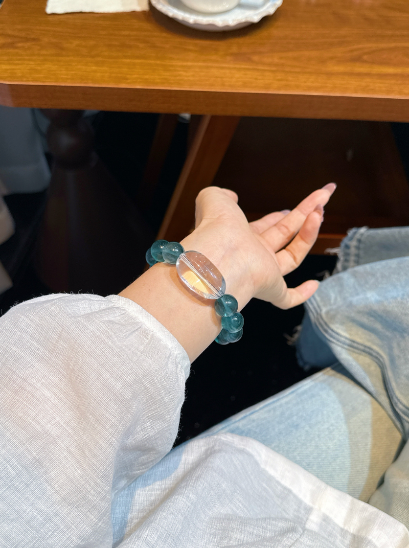 Fluorite and Clear Quartz Bracelet | Blue Passage