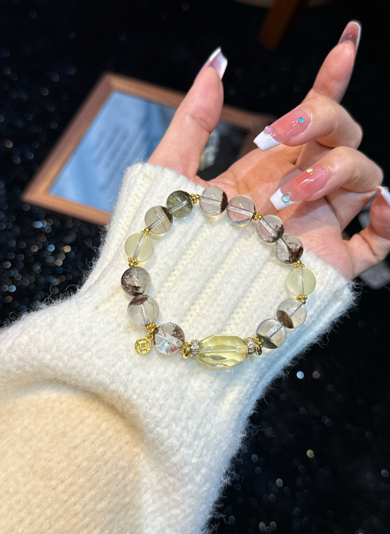 Faceted Rutilated Quartz Bracelet | Strata Flow