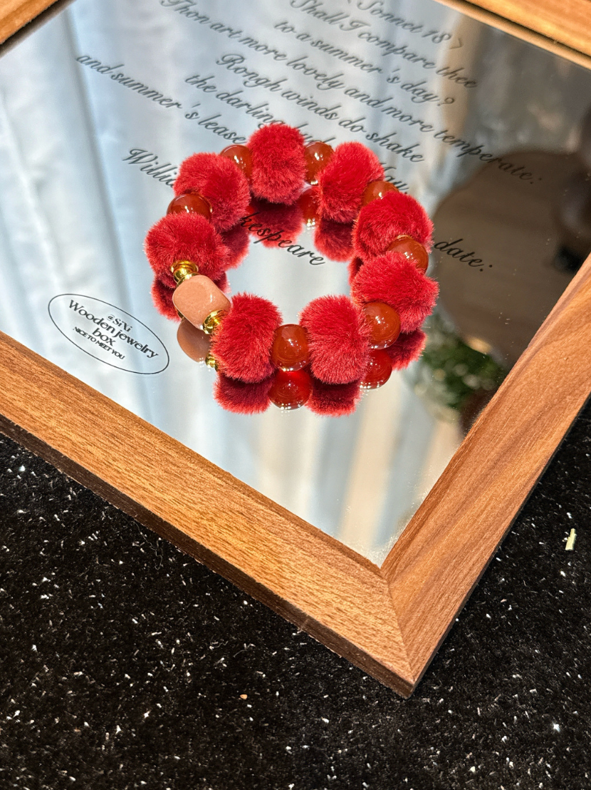 Cinnabar and Clear Quartz Bracelet | Vermilion Thread