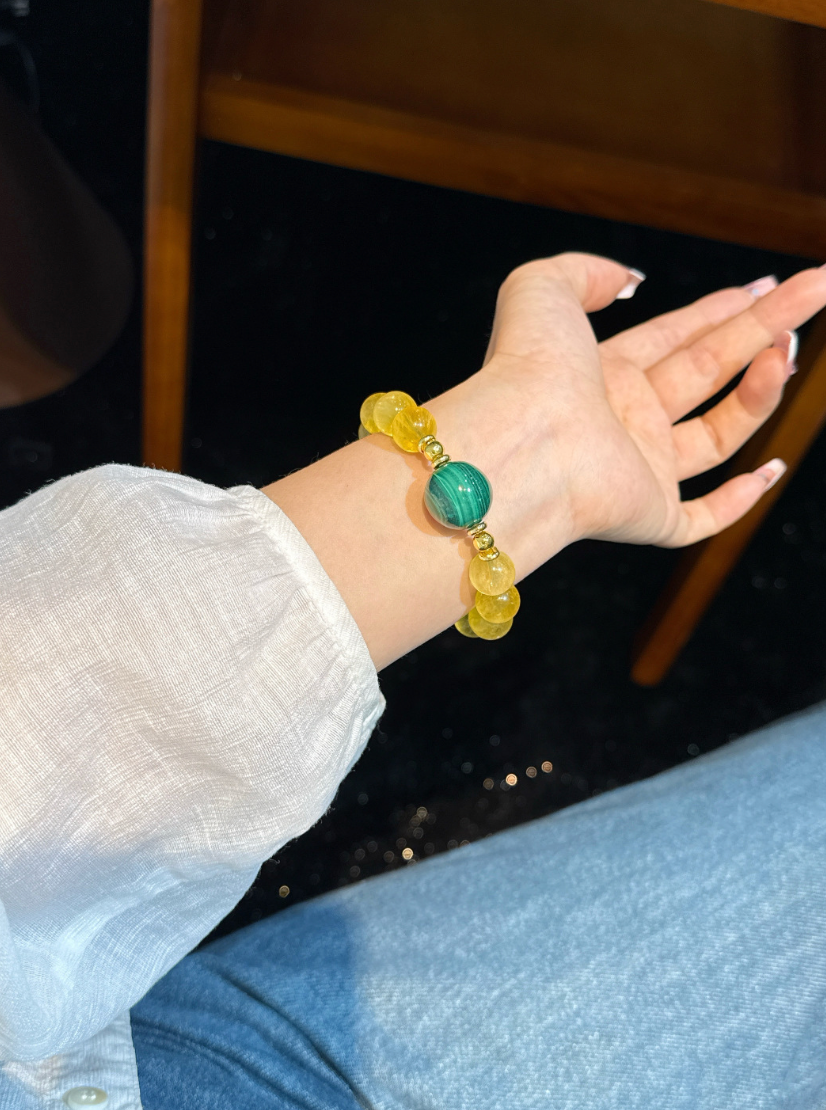 Citrine and Malachite Bracelet | Verdant Core
