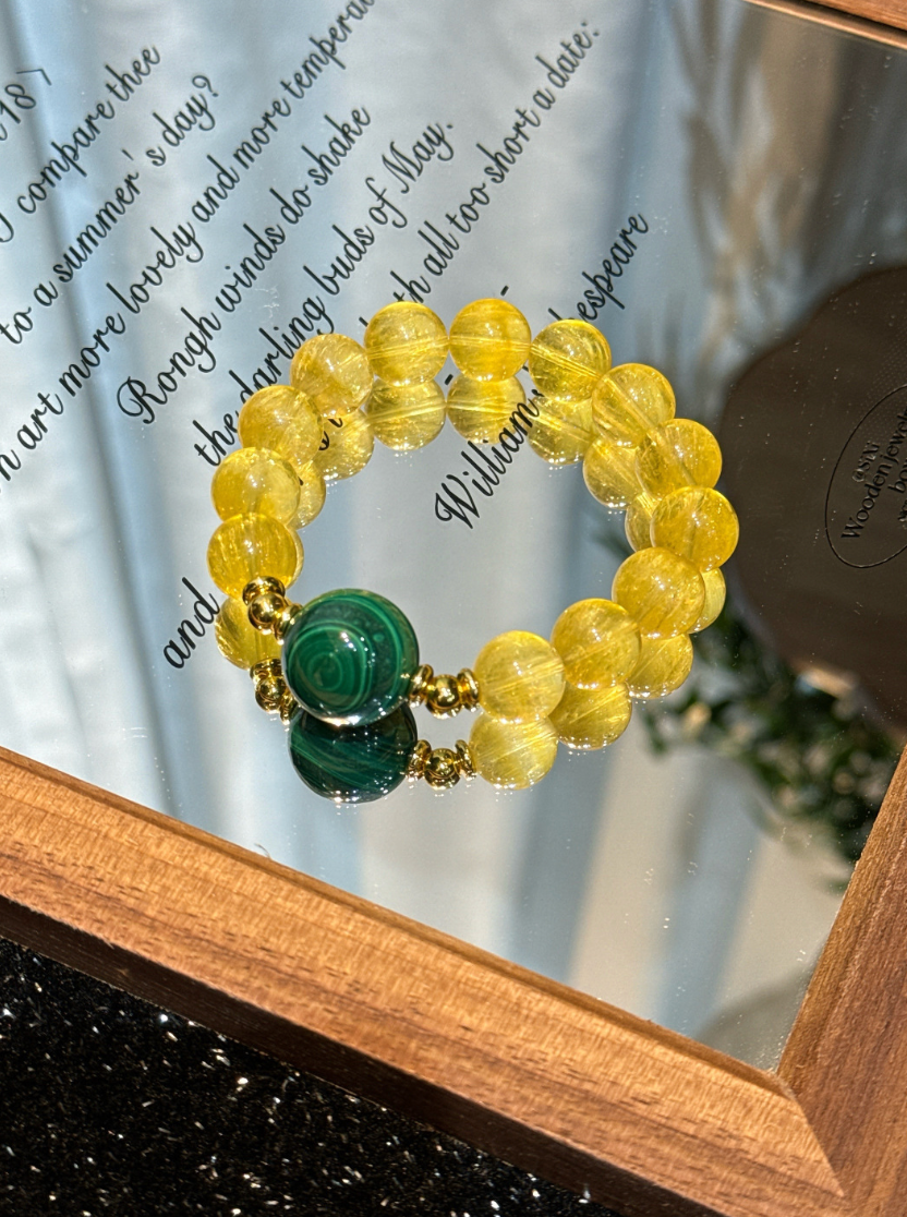 Citrine and Malachite Bracelet | Verdant Core
