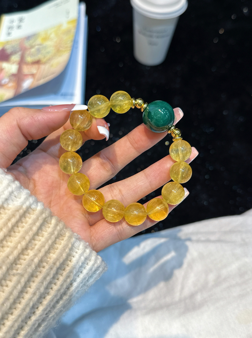 Citrine and Malachite Bracelet | Verdant Core