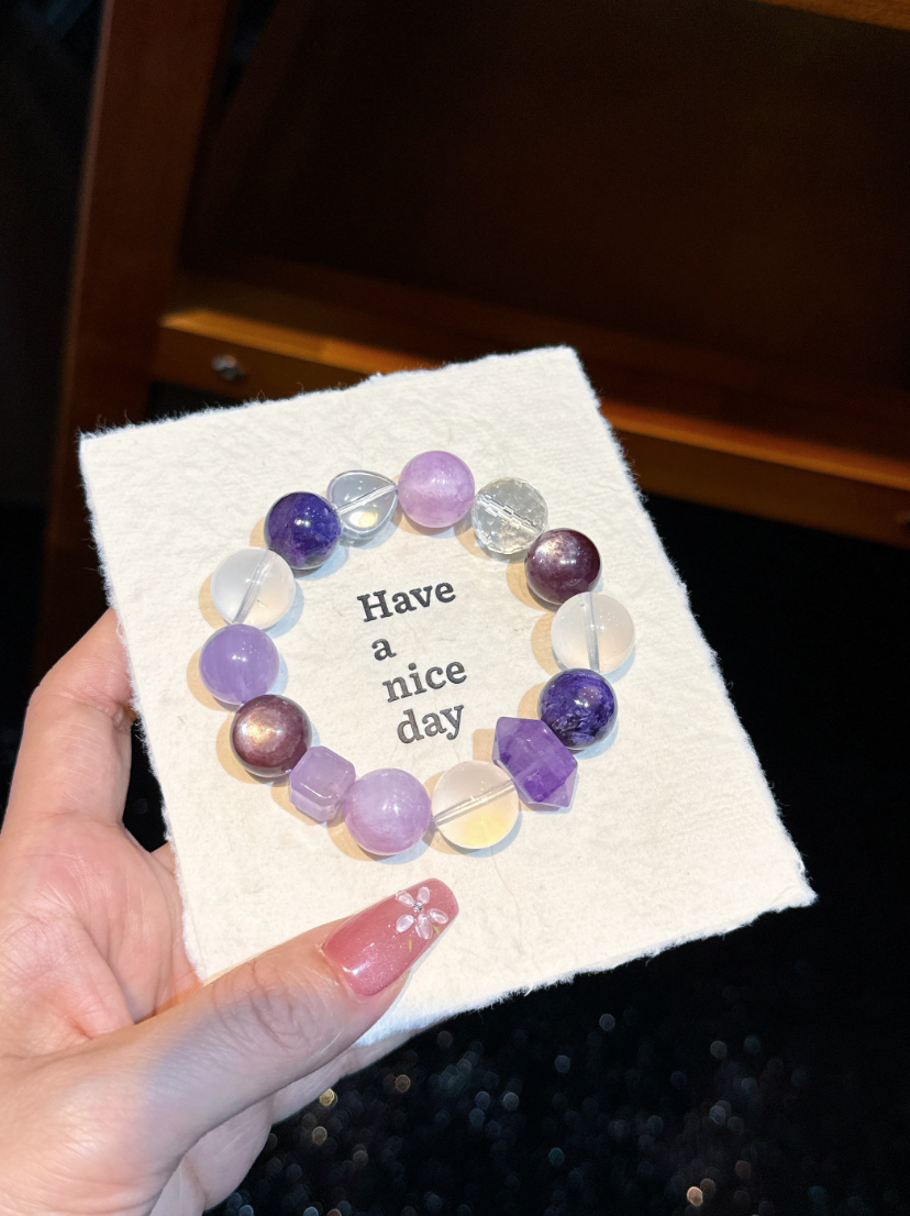 Amethyst and Rose Quartz Bracelet | Grape Bloom