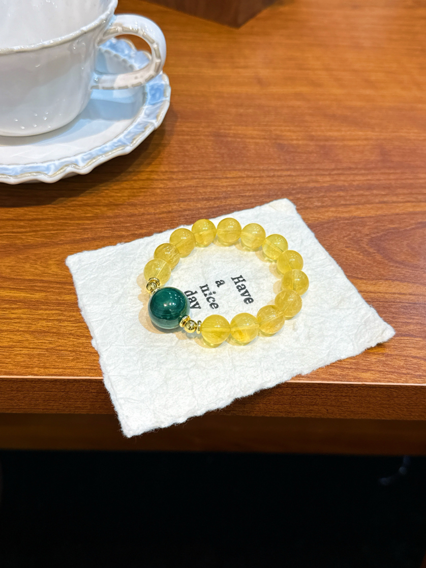 Citrine and Malachite Bracelet | Verdant Core