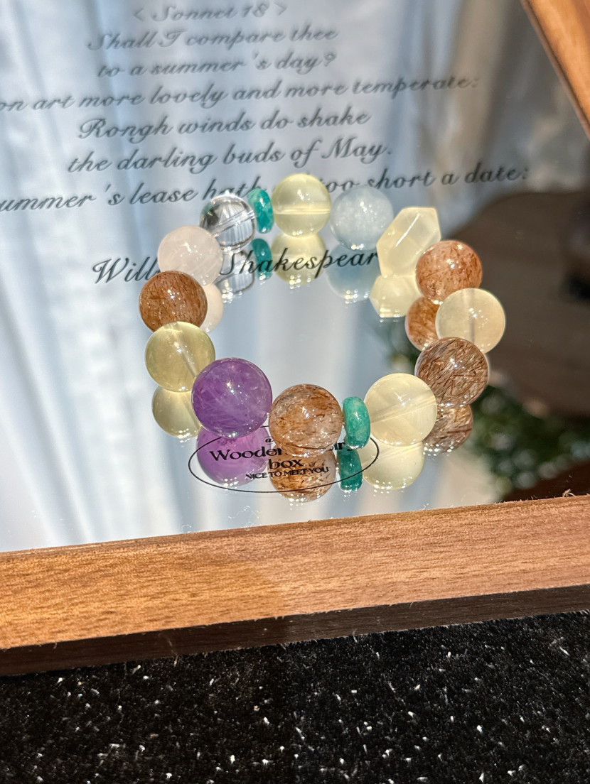 Beaded Rutilated Quartz Bracelet | Mineral Chorus