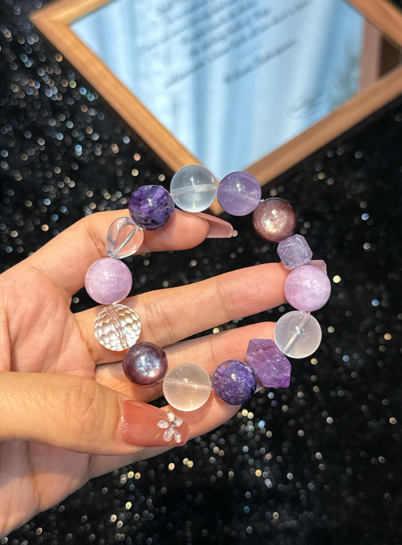 Amethyst and Rose Quartz Bracelet | Grape Bloom