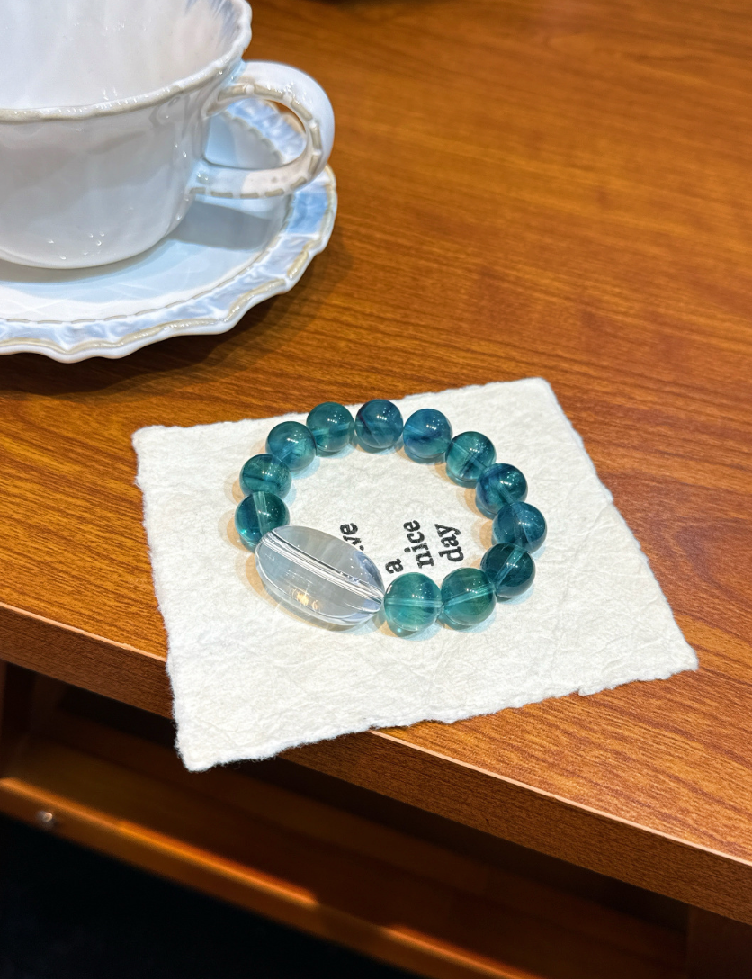 Fluorite and Clear Quartz Bracelet | Blue Passage