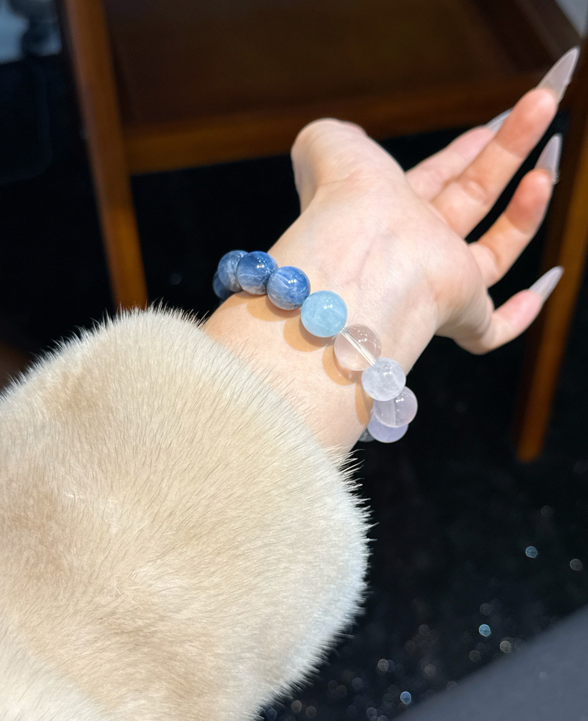 Kyanite and Clear Quartz Bracelet | Foam Song