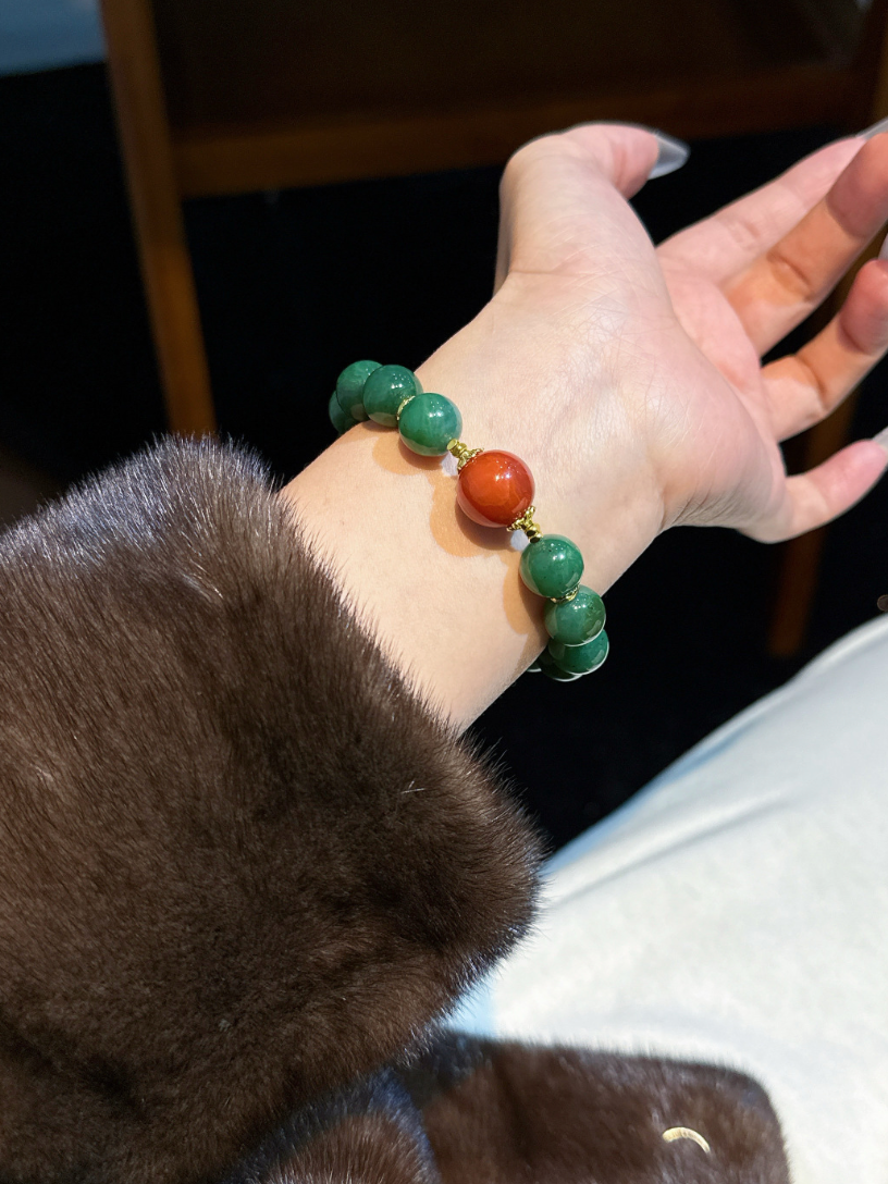 Jade and Cinnabar Bracelet | Green Talisman