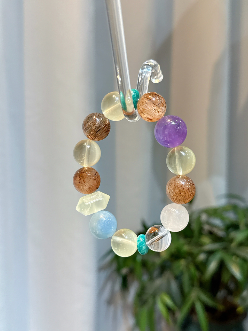 Beaded Rutilated Quartz Bracelet | Mineral Chorus