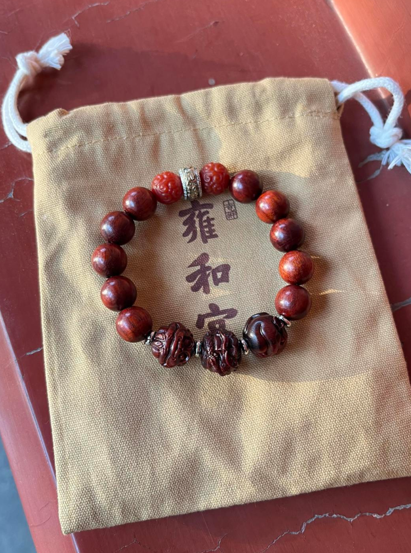 Sandalwood and Cinnabar Bracelet | Crimson Relic
