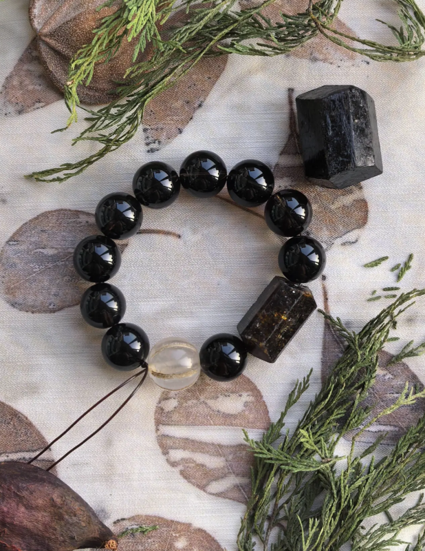 Raw Faceted Black Tourmaline Bracelet | Dark Interval