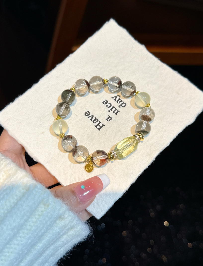 Faceted Rutilated Quartz Bracelet | Strata Flow