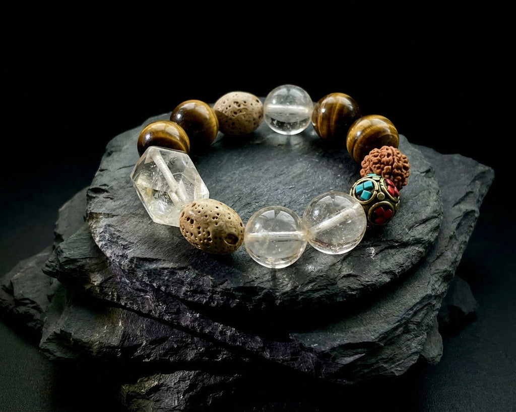 Tiger's Eye and Clear Quartz Bracelet | Earth Rhythm