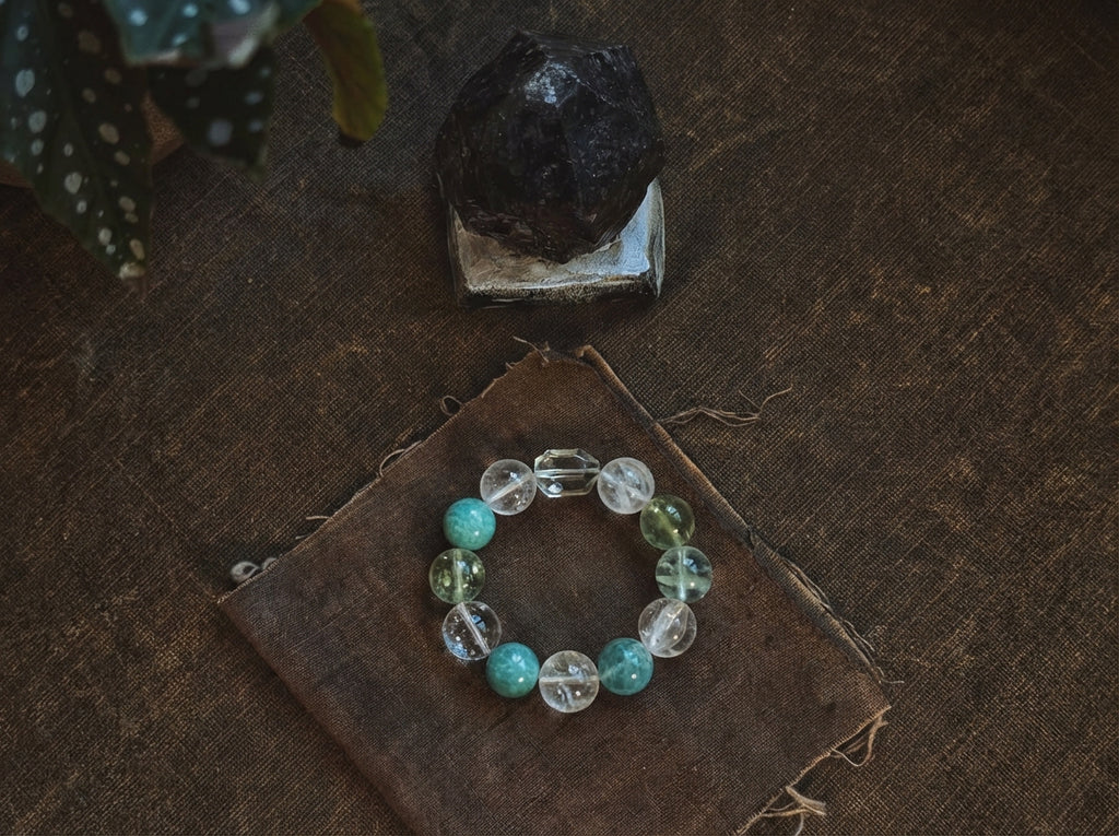 Green Aventurine and Clear Quartz Bracelet | Verdant Flow