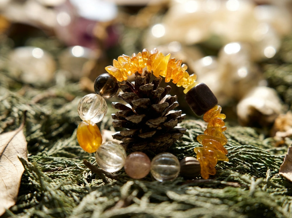Handmade Citrine and Clear Quartz Bracelet | Golden Drift
