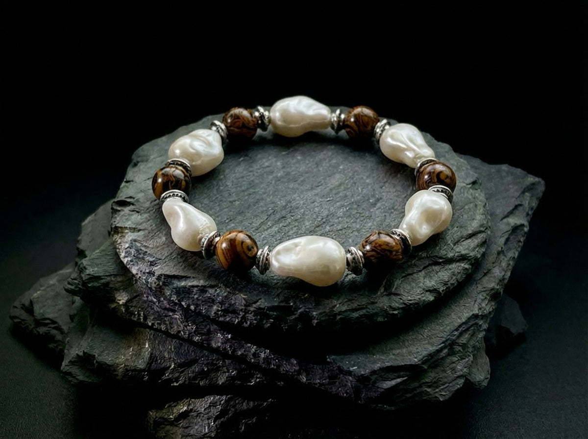 Pearl and Wood Bracelet | Soft Current