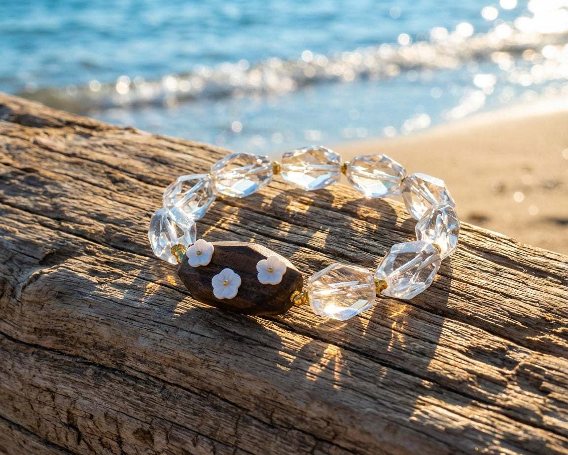 Begonia Dream | Quartz & Wood Bracelet
