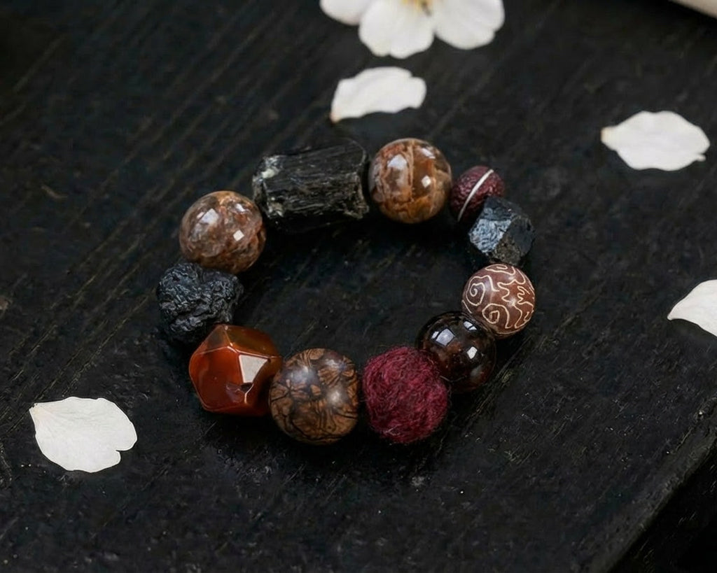 Beaded Agate Bracelet | Obsidian Relic