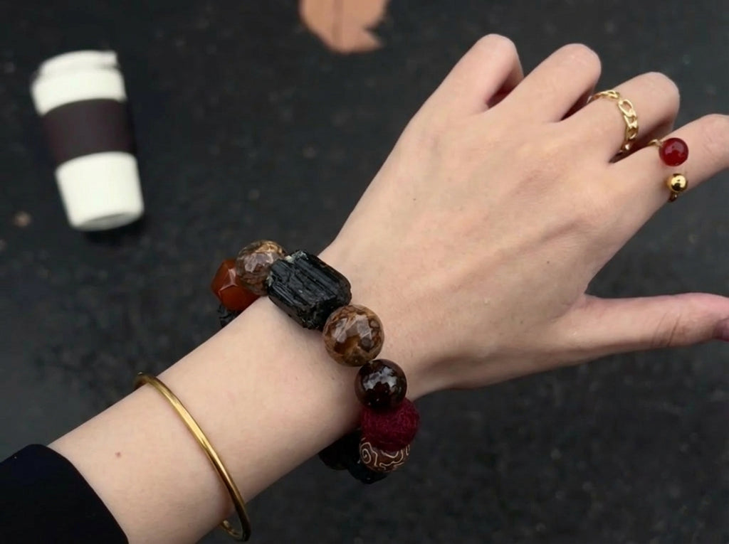 Beaded Agate Bracelet | Obsidian Relic